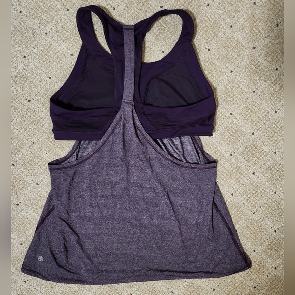 Lululemon 2-In-Run Tank Heathered Deep Zinfandel / Deep Zinfandel Size 12 - Picture 6 of 10